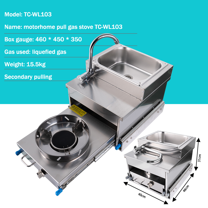 Camper Trailer Kitchen Slide - Lavello RV in acciaio inox con