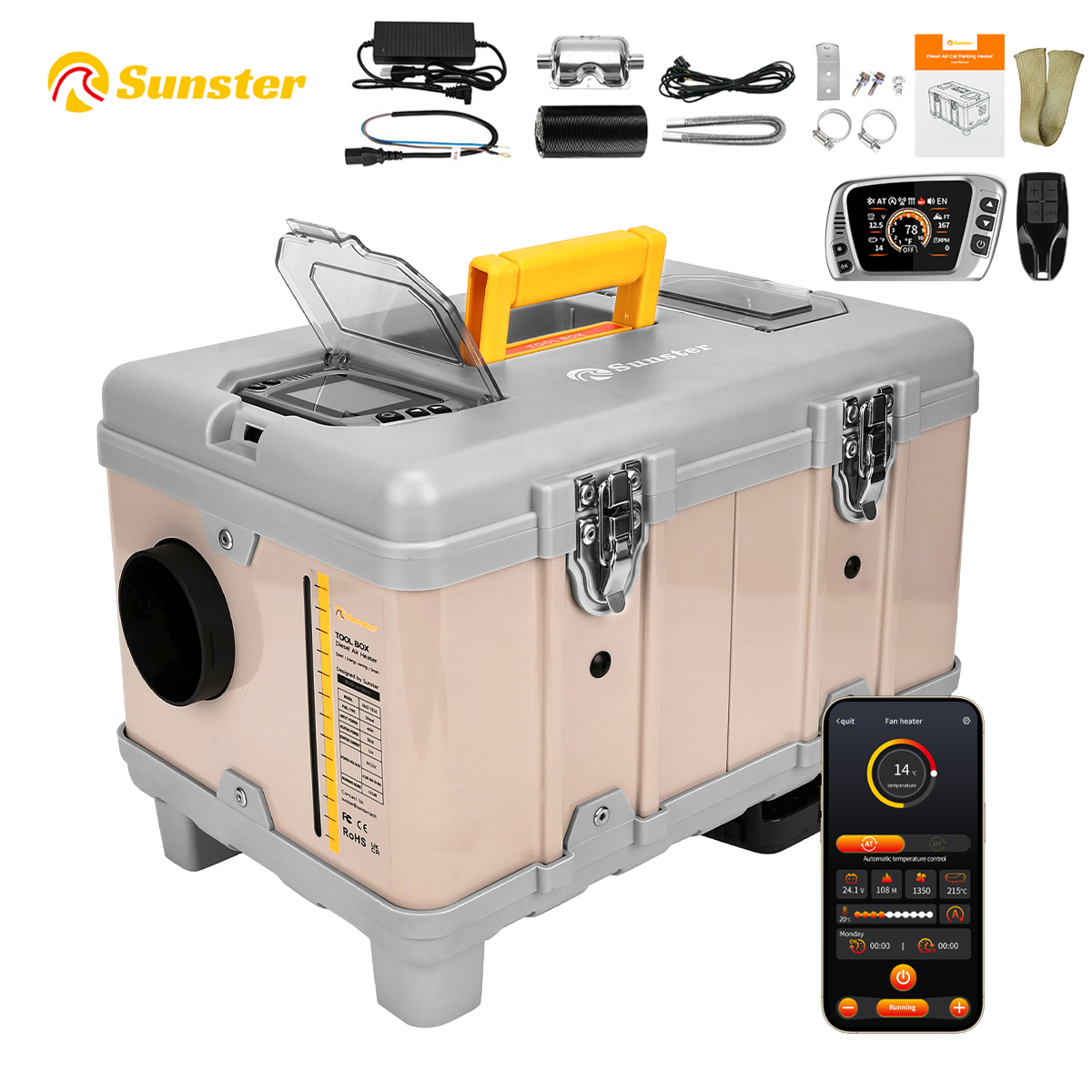 Rv Diesel Heater 12V - Sunster 8KW 12V/110-240V Riscaldatore ad aria