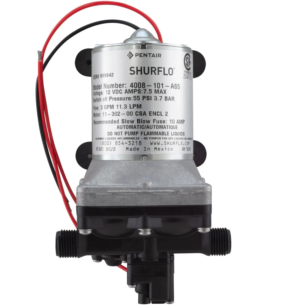 Rv Water Pump 12V 55Psi - Pompa di bypass Shurflo 4008-101-A65 4008-131-A65,